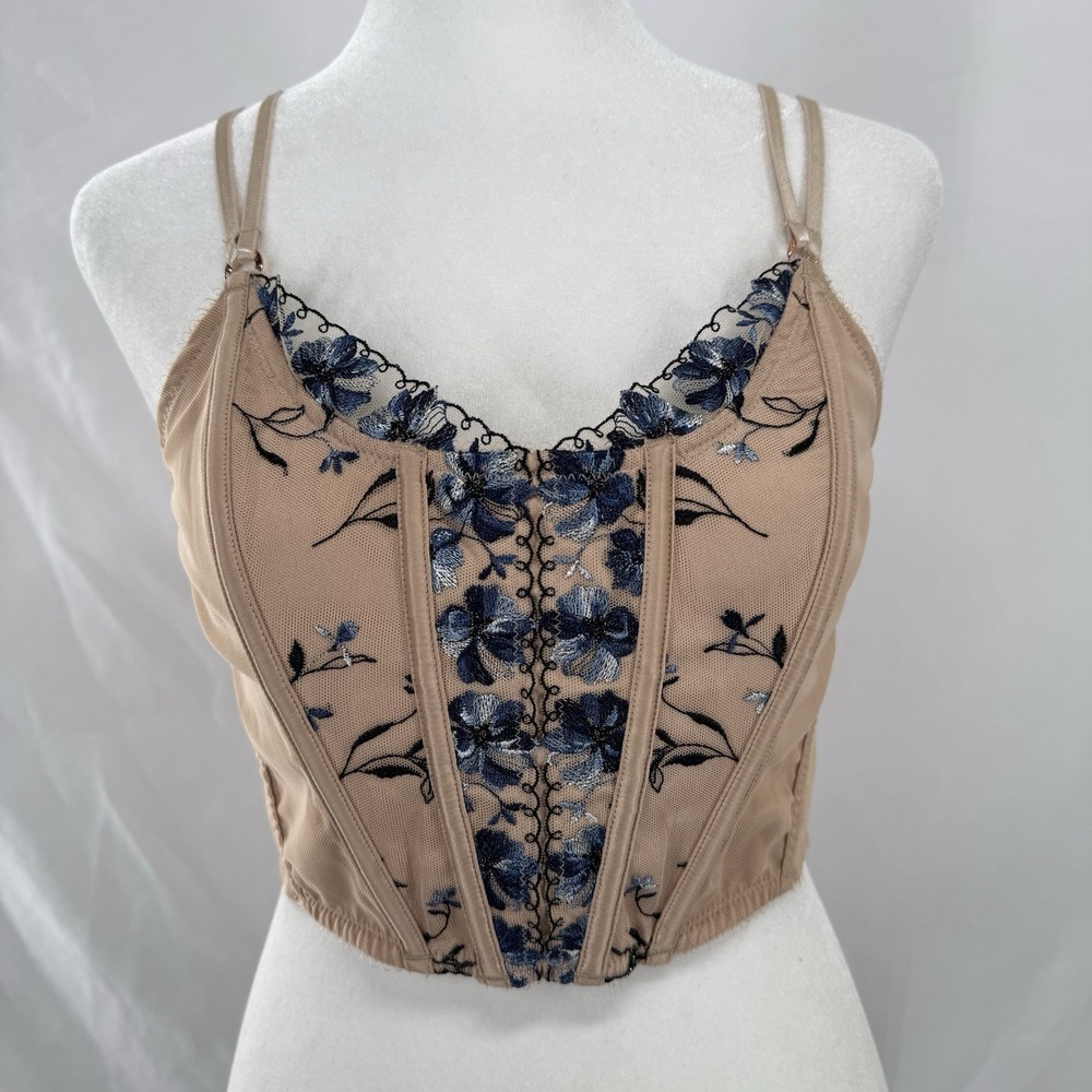 Whimsical Corset Top S Fairy Coquette Cottage Festival Dainty Feminine Mesh